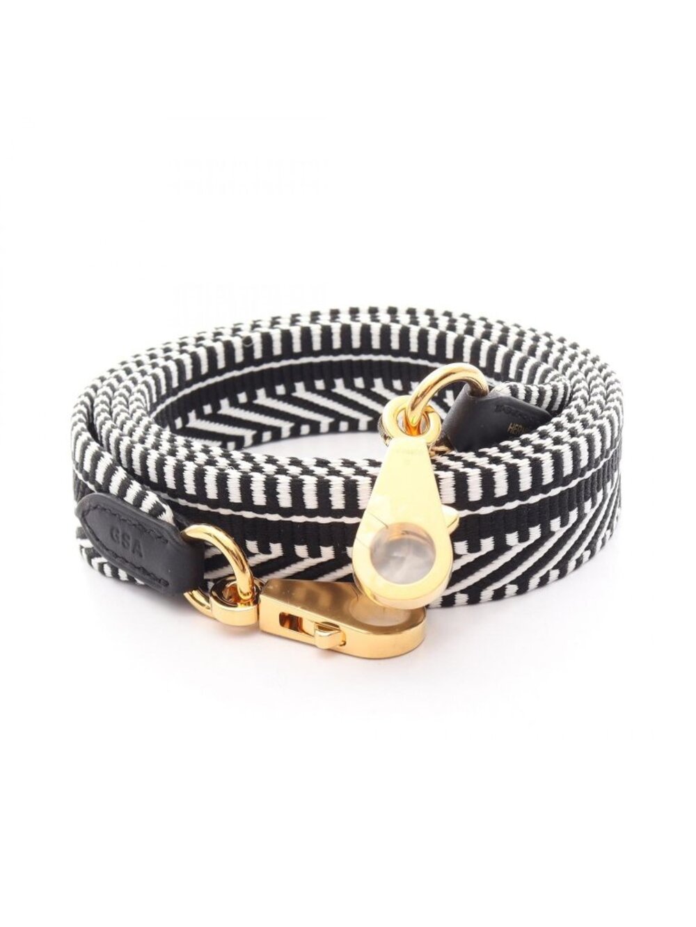 Hermes Shoulder Strap Bandouliere Sangle Caval Black White Canvas Leather
